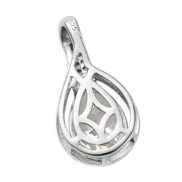 Lustro Stella Platinum and Yellow Gold Overlay Sterling Silver Pendant Made with Finest CZ 3.83 Ct.
