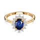 Fissure Filled Blue Sapphire (FF) and Natural Cambodian Zircon Ring in 14K Gold Overlay Sterling Sil