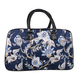 Japonensis and Tree Pattern Travel Bag with Shoulder Strap and Zipper Closure (Size:43x25x18Cm) - Navy
