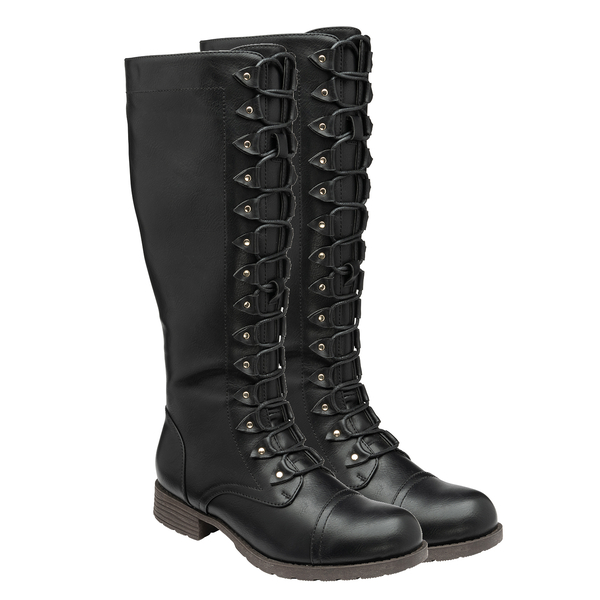 LOTUS Tallulah Lace Up Knee High Boot (Size 3) - Black