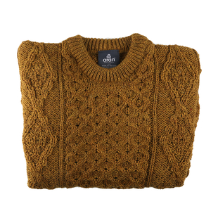 Aran 100% Pure New Wool Sweater (Size M) - Mustard