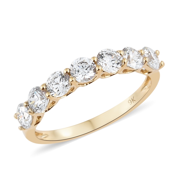 Lustro Stella Made with Finest CZ Half Eternity Band Ring in 9K Gold