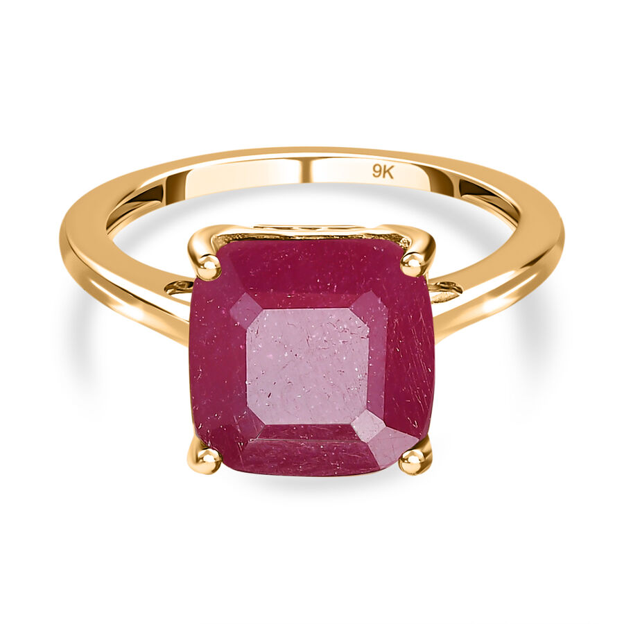 9K Yellow Gold Niassa Ruby Solitaire Ring 7.00 Ct