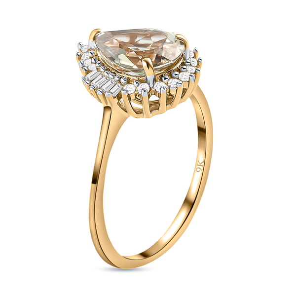 9K Yellow Gold Turkizite and Diamond Ring 1.89 Ct.