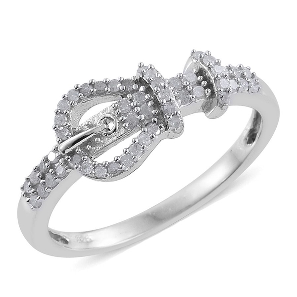 Diamond (Rnd) Buckle Ring in Platinum Overlay Sterling Silver 0.325 Ct.