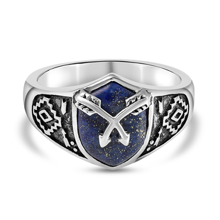 Lapis Lazuli Arrow Ring in Stainless Steel 3.20 Ct.