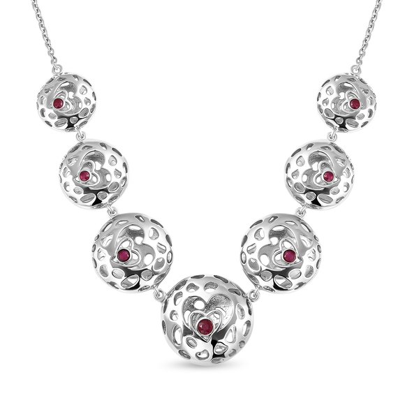 RACHEL GALLEY Amore Collection - African Ruby (FF) Necklace (Size 18/20/21) in Rhodium Overlay Sterl