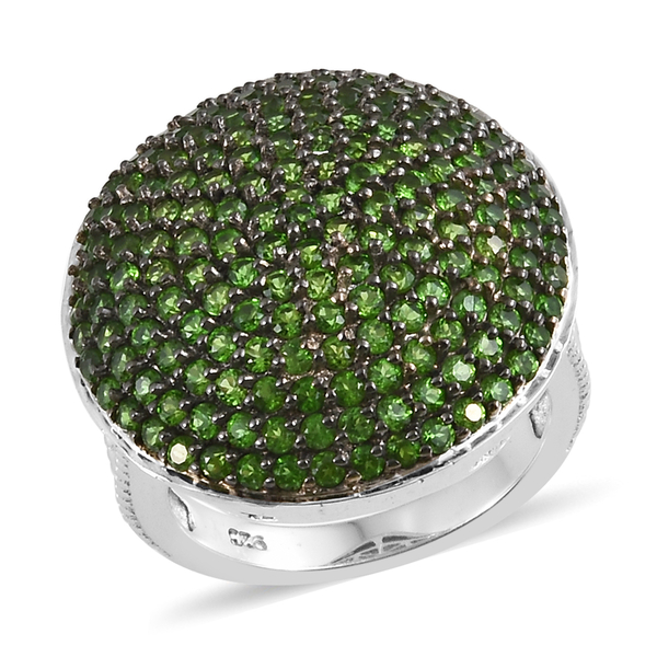 2.75 Carat  Diopside Cluster Ring in Platinum Plated Sterling Silver 6.40 Gms