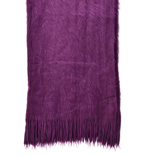Fluffy Faux Fur Purple Colour Scarf (Size 155x70 Cm)
