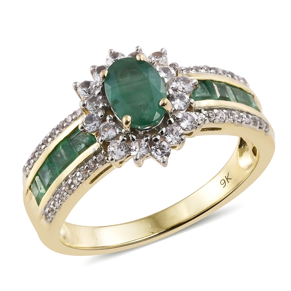 Limited Edition- Designer Inspired- 9K Yellow Gold Kagem Zambian Emerald (Ovl 1.45 Ct), Natural Camb
