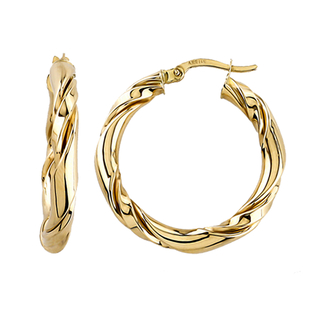 Italian Made- 9K Yellow Gold Hoop Earrings Wt. 3.40 Gms