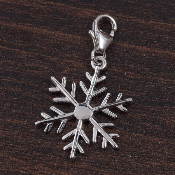 Platinum Overlay Sterling Silver Snowflake Charm