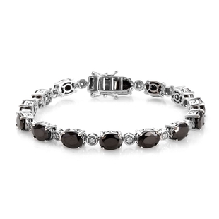 11.25 Ct Shungite and Zircon Tennis Bracelet in Platinum Plated Silver 13.21 Grams 7 Inch