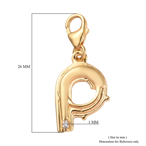Diamond (Rnd) Initial P Charm in 14K Gold Overlay Sterling Silver