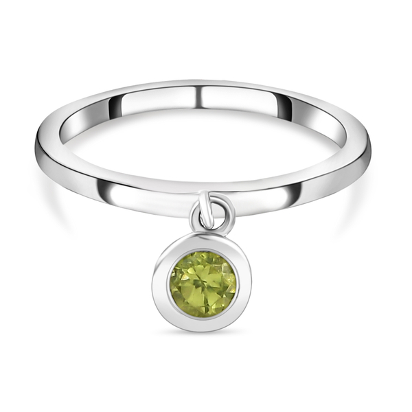 RACHEL GALLEY Hebei Peridot Charm Band Ring in in Rhodium Overlay Sterling Silver