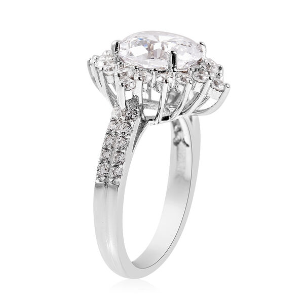 Lustro Stella Simulated Diamond Ring in Platinum Overlay Sterling ...