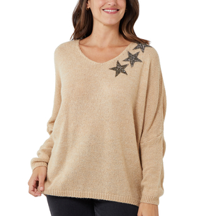 TAMSY 3 Stars Knitted Jumper - Stone