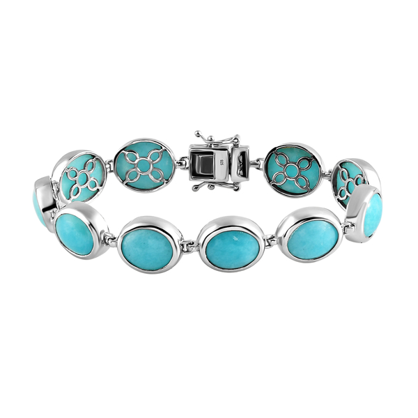 Collectors Edition - AAA Brazilian Amazonite Bracelet (Size - 7.5) in Platinum Overlay Sterling Silv
