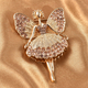 Champagne Colour Austrian Crystal (Rnd) Fairy Brooch in Yellow Gold Tone