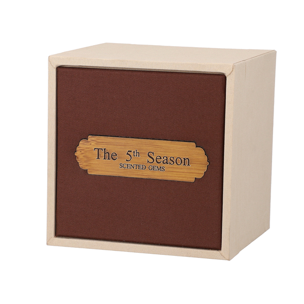 Close Out Deal - White Quartz Candle with Wooden Gift Box in White (Fragrance : Amber ebony)