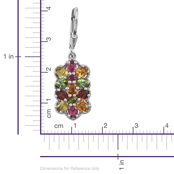 Rainbow Tourmaline (Ovl) Lever Back Earrings in Platinum Overlay Sterling Silver 4.000 Ct.