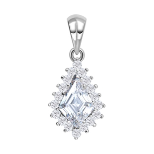 Moissanite Pendant in Rhodium Overlay Sterling Silver 1.44 Ct.