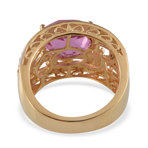 Kunzite Colour Quartz (Ovl 5.75 Ct), Diamond Ring in 14K Gold Overlay Sterling Silver 5.800 Ct.