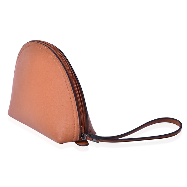 Tan Colour Cosmetic Bag (Size 23x15.5x7 Cm)