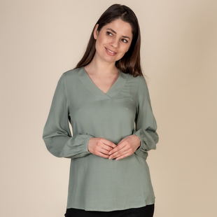 TAMSY Womens V Neck Top - Green