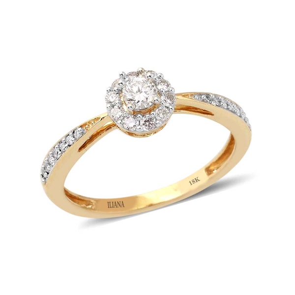 ILIANA 18K Yellow Gold IGI Certified Diamond (Rnd) (SI/G-H) Ring 0.330 Ct