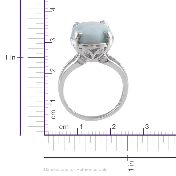 Larimar (Ovl) Solitaire Ring in Platinum Overlay Sterling Silver 10.000 Ct.