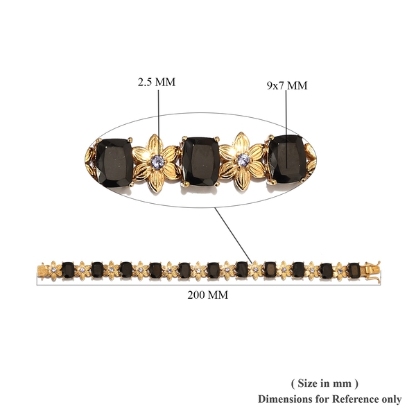Elite Shungite (Cush 9x7 mm),Tanzanite Floral Bracelet (Size 7.5) in 14K Gold Overlay Sterling Silver 14.75 Ct, Silver wt 20.00 Gms