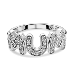 Diamond MUM Ring in Platinum Overlay Sterling Silver 0.27 Ct.