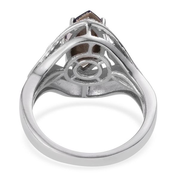 Lustro Stella  - Tanzanite Colour Crystal (Mrq), Simulated Diamond Ring in ION Plated Platinum Bond