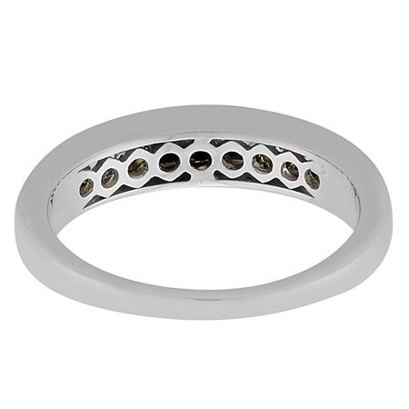 Ambanja Demantoid Garnet (Rnd), White Topaz Ring in Platinum Overlay Sterling Silver 0.640 Ct.