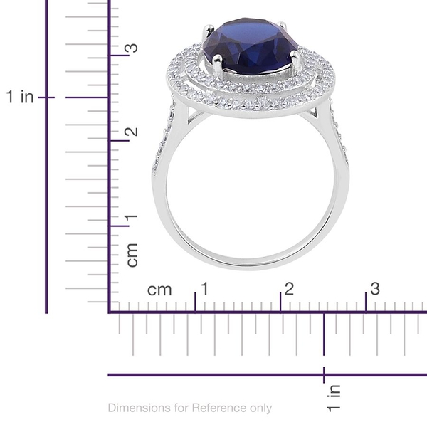 ELANZA AAA Simulated Tanzanite and Simulated White Diamond Ring in Rhodium Plated Sterling Silver