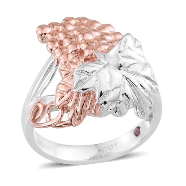 Stefy Pink Sapphire (Rnd) Ring in Rose Gold and Platinum Overlay Sterling Silver