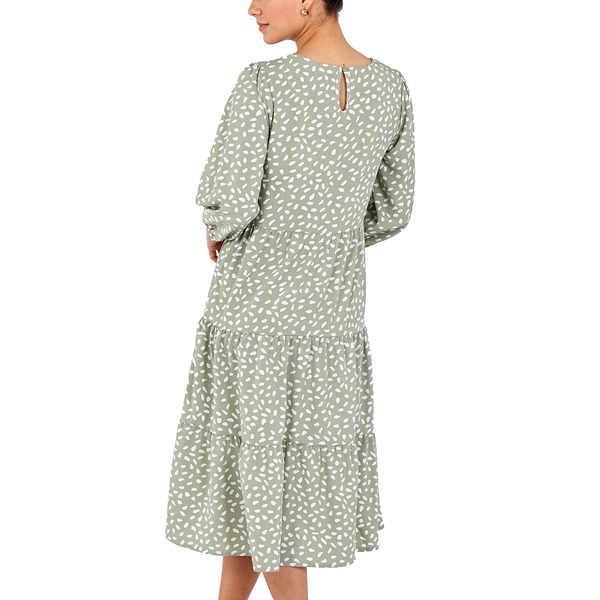 NOVA of London Panelled Smock Dress in Sage (Size 10)