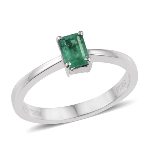 RHAPSODY 950 Platinum Boyaca Colombian Emerald (Oct) Solitaire Ring 0.500 Ct.