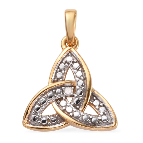 2 Piece Set - Natural Diamond (Rnd) Celtic Knot Lever Back Earrings and Pendant in 14K Gold and Platinum Overlay Sterling Silver 0.03 Ct, Silver wt 5.28 Gms