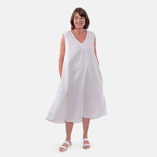 TAMSY Linen Blend Umberella Dress - Ivory