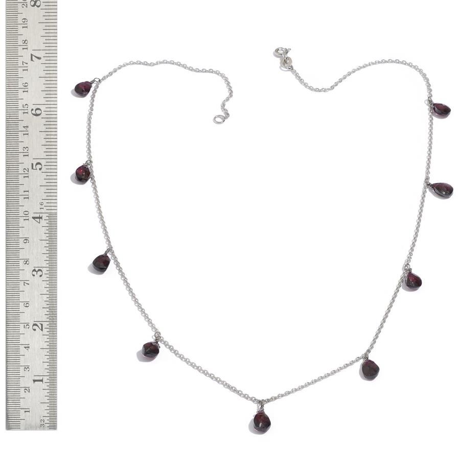 Jewels of India Rhodolite Garnet (Pear) Necklace (Size 20) in Platinum Overlay Sterling Silver 8.720 Ct.