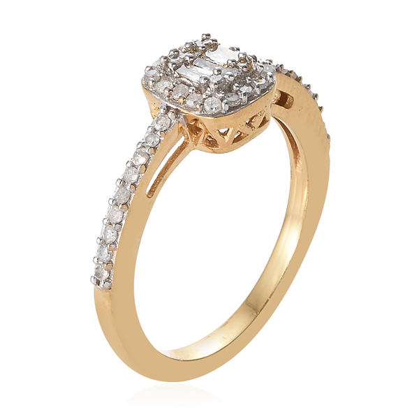 Diamond (Rnd and Bgt) Cluster Ring in 14K Gold Overlay Sterling Silver