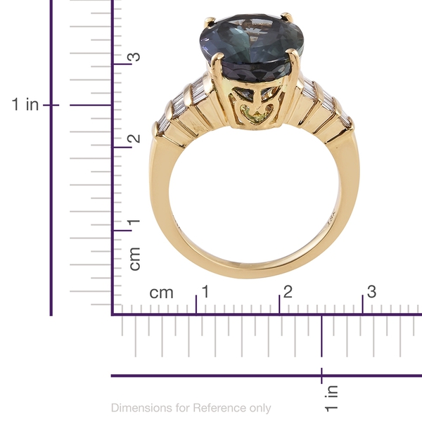 ILIANA 18K Y Gold AAA Peacock Tanzanite (Ovl 7.79 Ct), Diamond (SI-G-H) Ring 8.050 Ct.