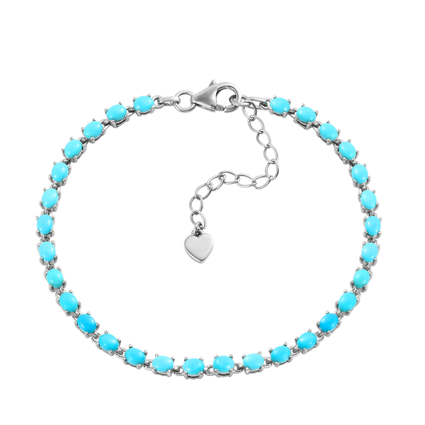 Arizona Sleeping Beauty Turquoise Bracelet (Size - 7.5  With 2 Inch Extender) in Platinum Overlay St