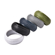 MP Set of 5 -  Silver, Dark Grey, Dark Blue, Black and Olive Colour Band Rings (Size P)