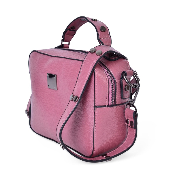 Pink Colour Crossbody Bag with External Zipper Pocket and Removable Shoulder Strap (Size 20X15X7.5 Cm)