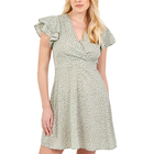 Nova of London Wrap Front Frill Sleeve Dress in Mint Colour (Size 10)