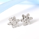 GP Polki Diamond and Blue Sapphire Flower Stud Earrings (with Push Back) in Sterling Silver
