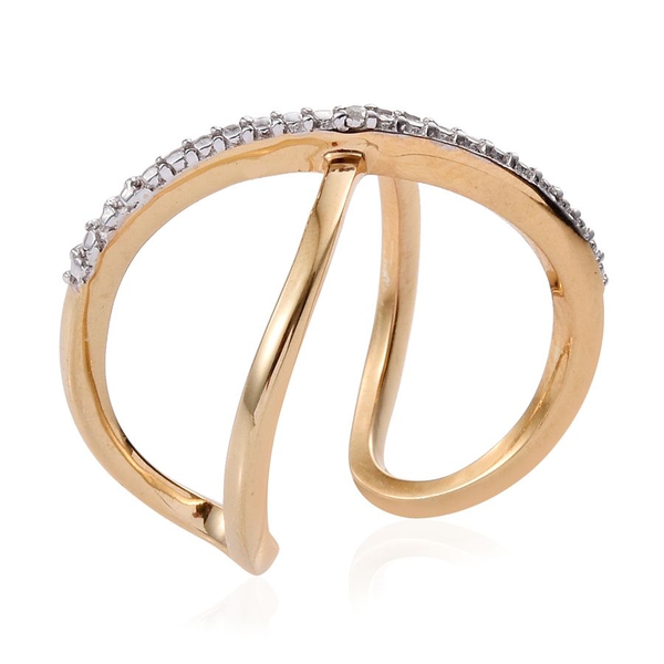 Diamond (Rnd) Criss Cross Ring in 14K Gold Overlay Sterling Silver